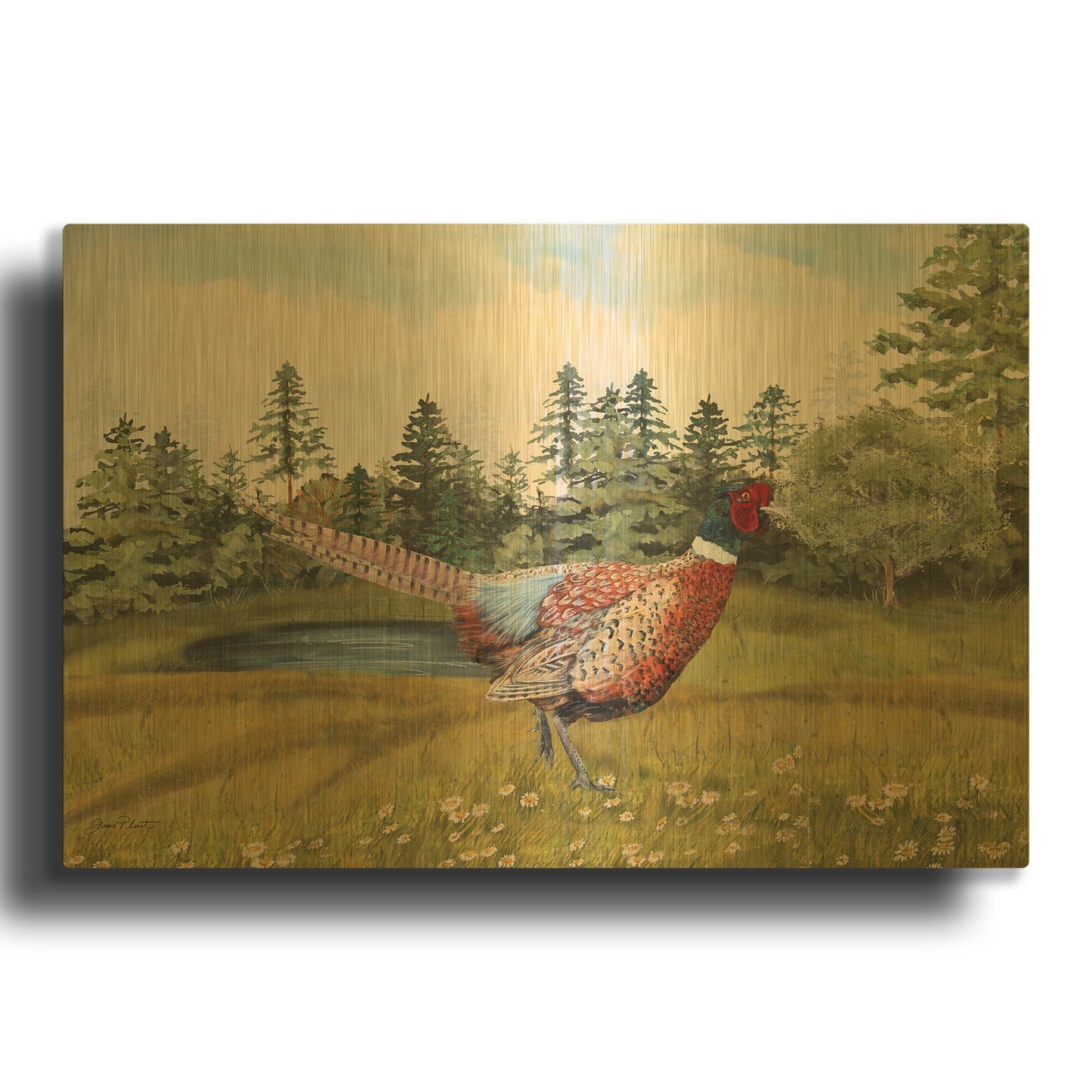 'Wilderness Lodge U' By Jean Plout Gold Metal Wall Art