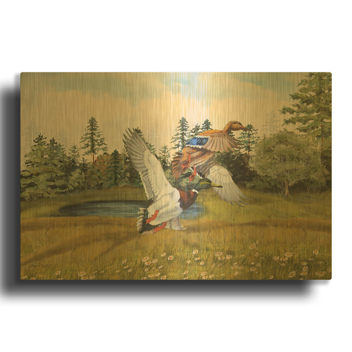 'Wilderness Lodge V' By Jean Plout Gold Metal Wall Art