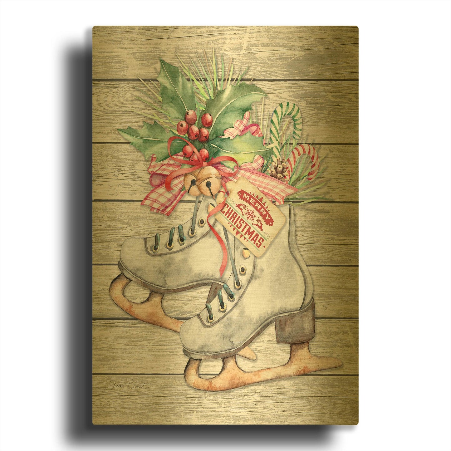 'Winter Wonderland A' By Jean Plout Gold Metal Wall Art