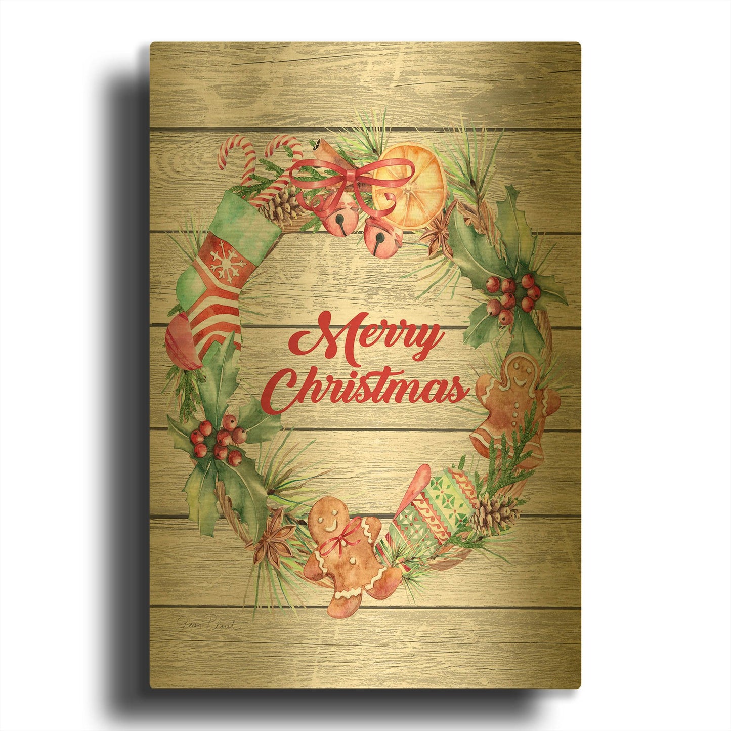 'Winter Wonderland B' By Jean Plout Gold Metal Wall Art
