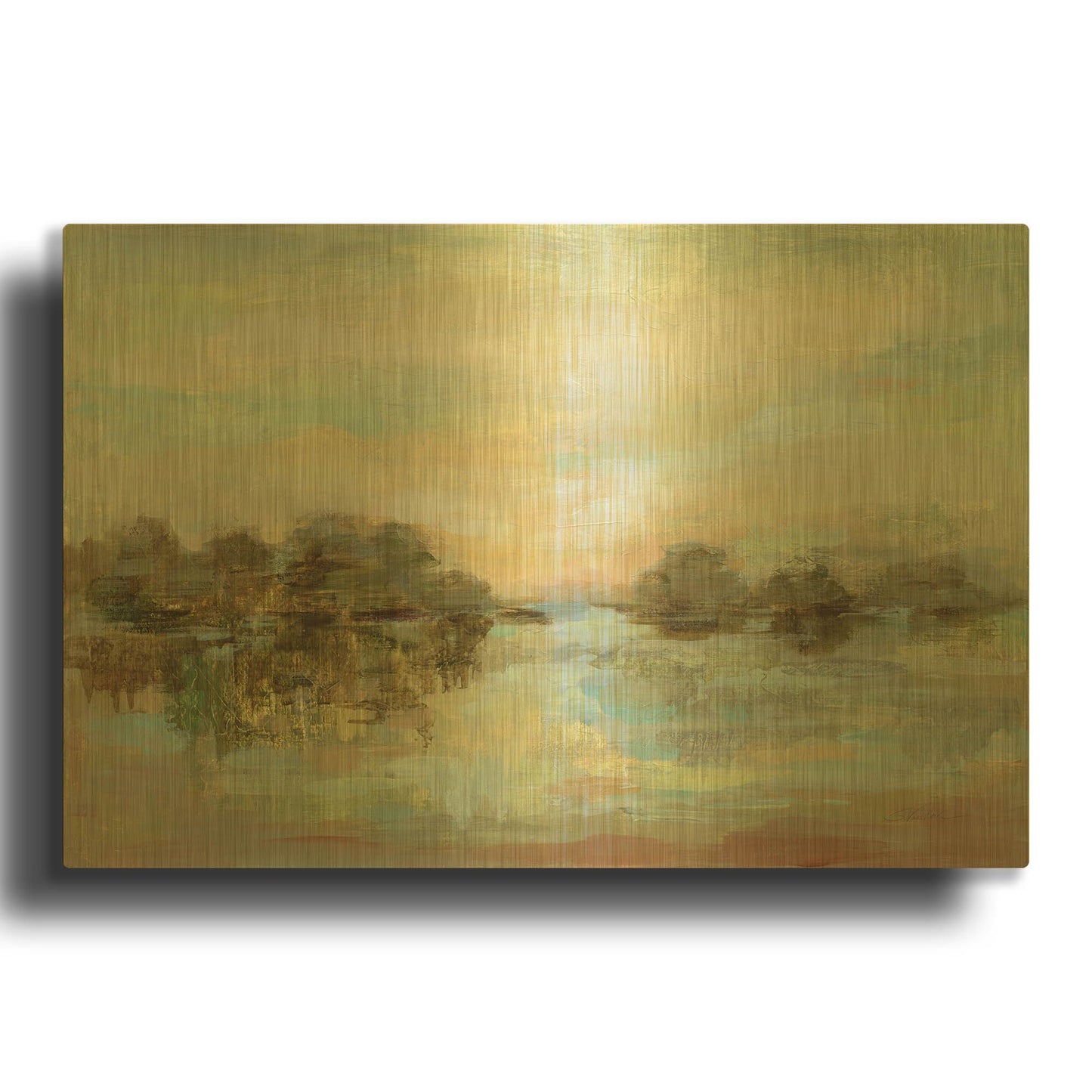 'Dreamy Lake' By Silvia Vassileva Gold Metal Wall Art