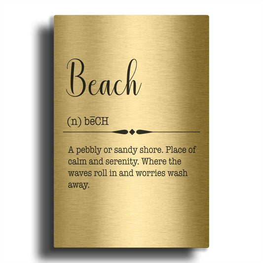 'Words Beach' By Jean Plout Gold Metal Wall Art