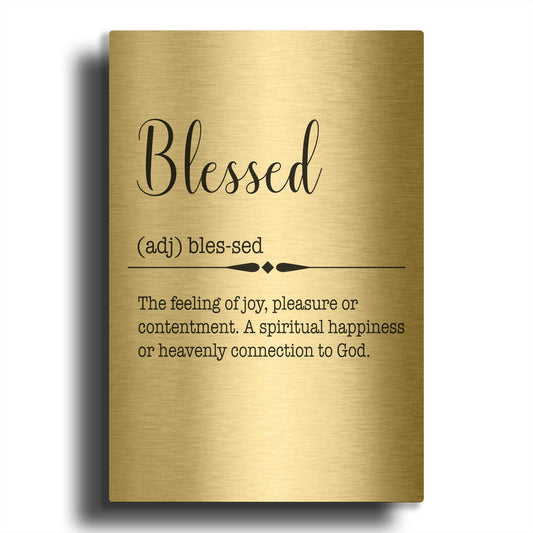 'Words Blessed' By Jean Plout Gold Metal Wall Art