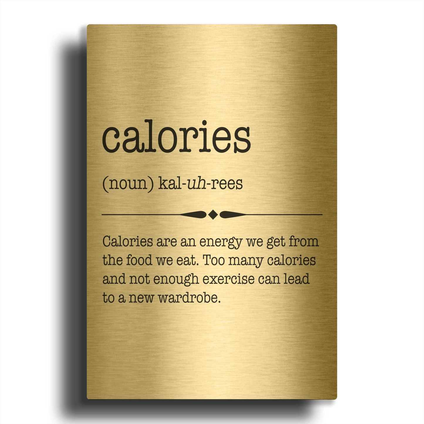'Words Calories' By Jean Plout Gold Metal Wall Art