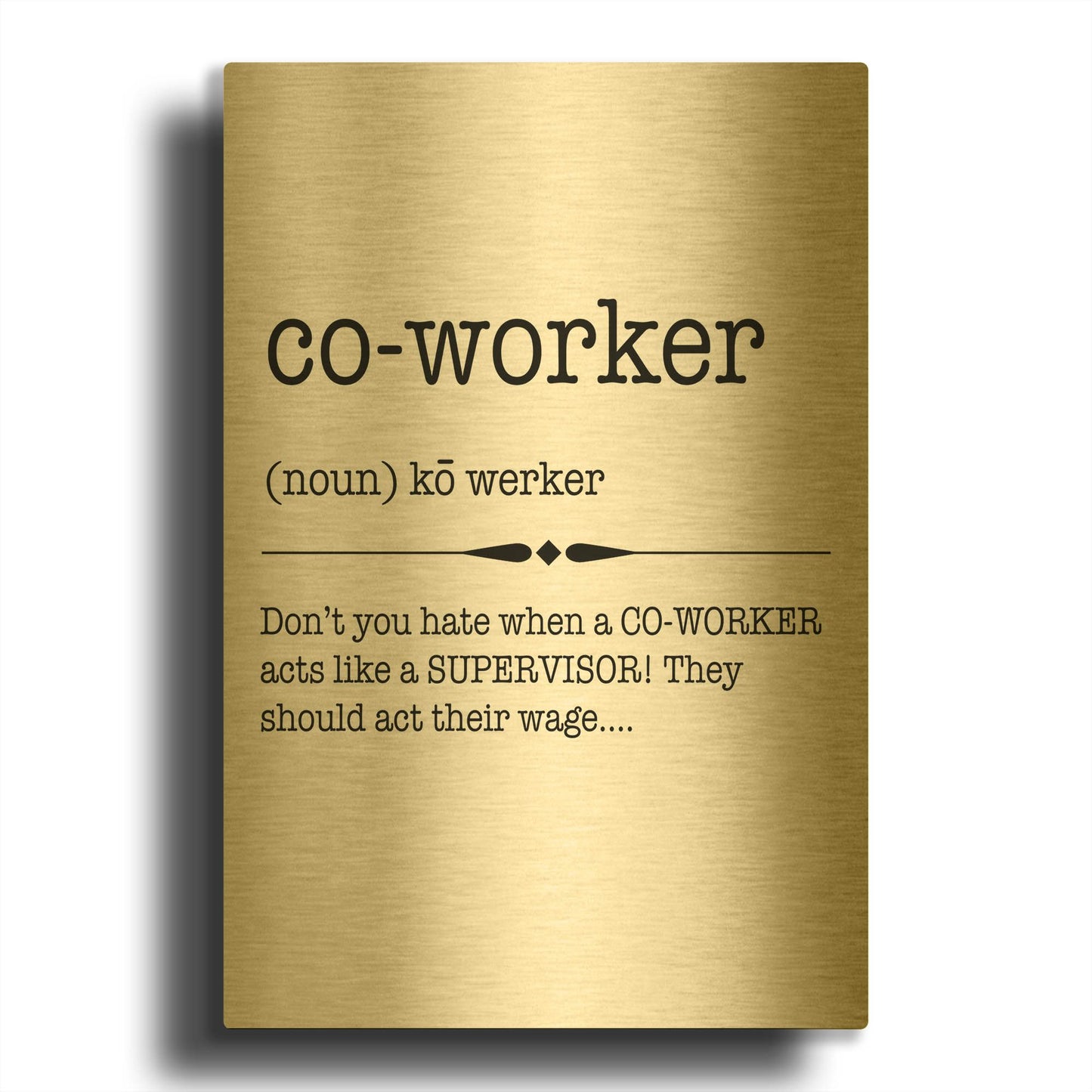 'Words Co Worker' By Jean Plout Gold Metal Wall Art