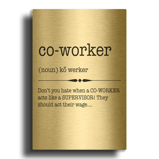 'Words Co Worker' By Jean Plout Gold Metal Wall Art