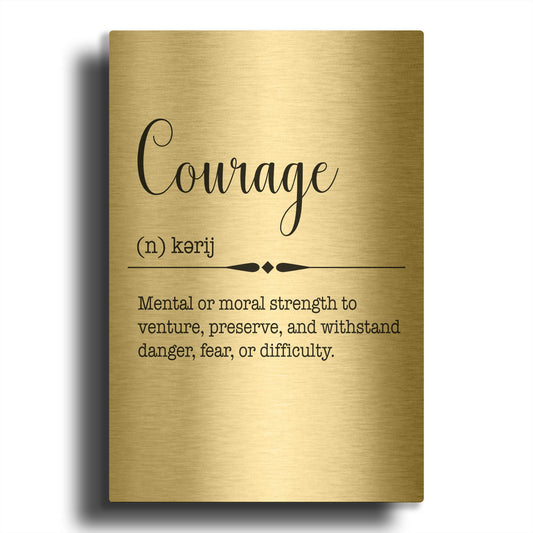 'Words Courage' By Jean Plout Gold Metal Wall Art