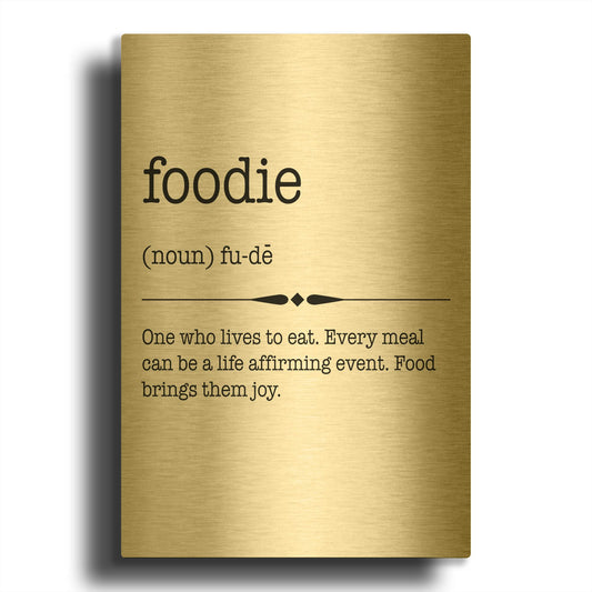 'Words Foodie' By Jean Plout Gold Metal Wall Art
