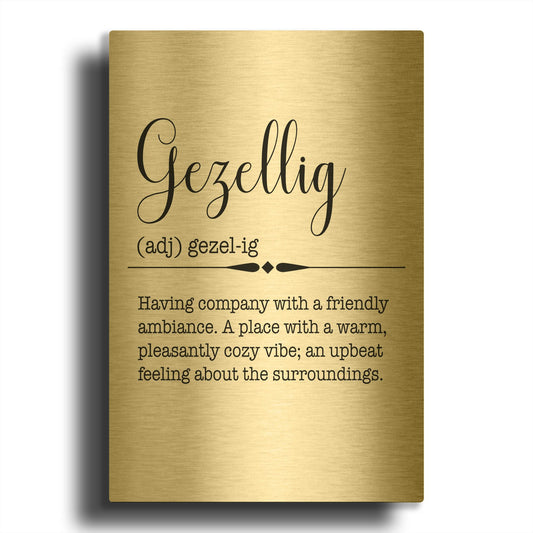 'Words Gezellig' By Jean Plout Gold Metal Wall Art