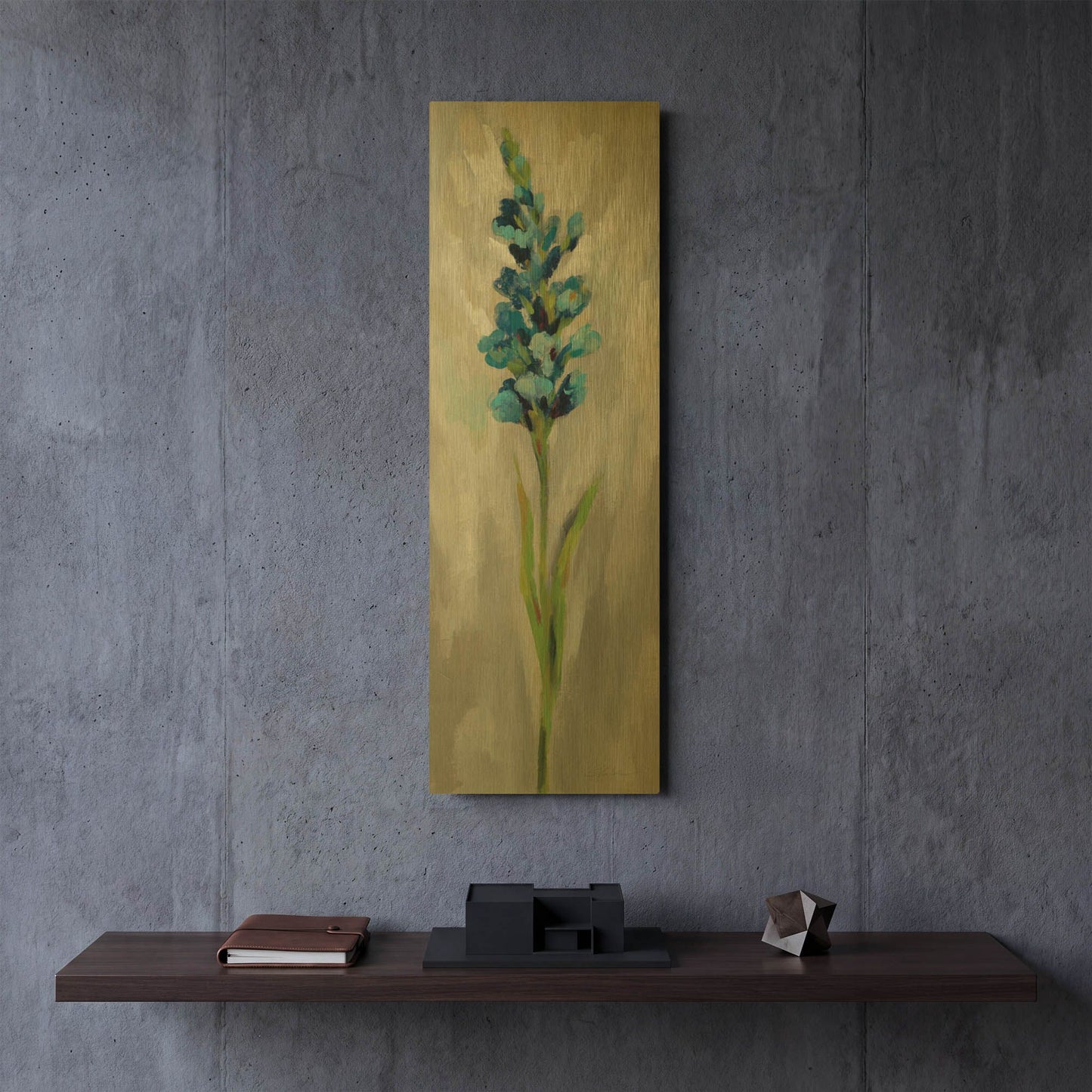 'Single Stem Flower I' By Silvia Vassileva Gold Metal Wall Art