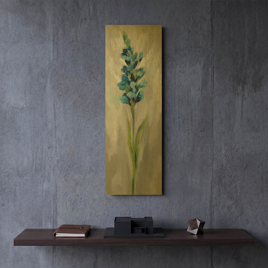'Single Stem Flower I' By Silvia Vassileva Gold Metal Wall Art