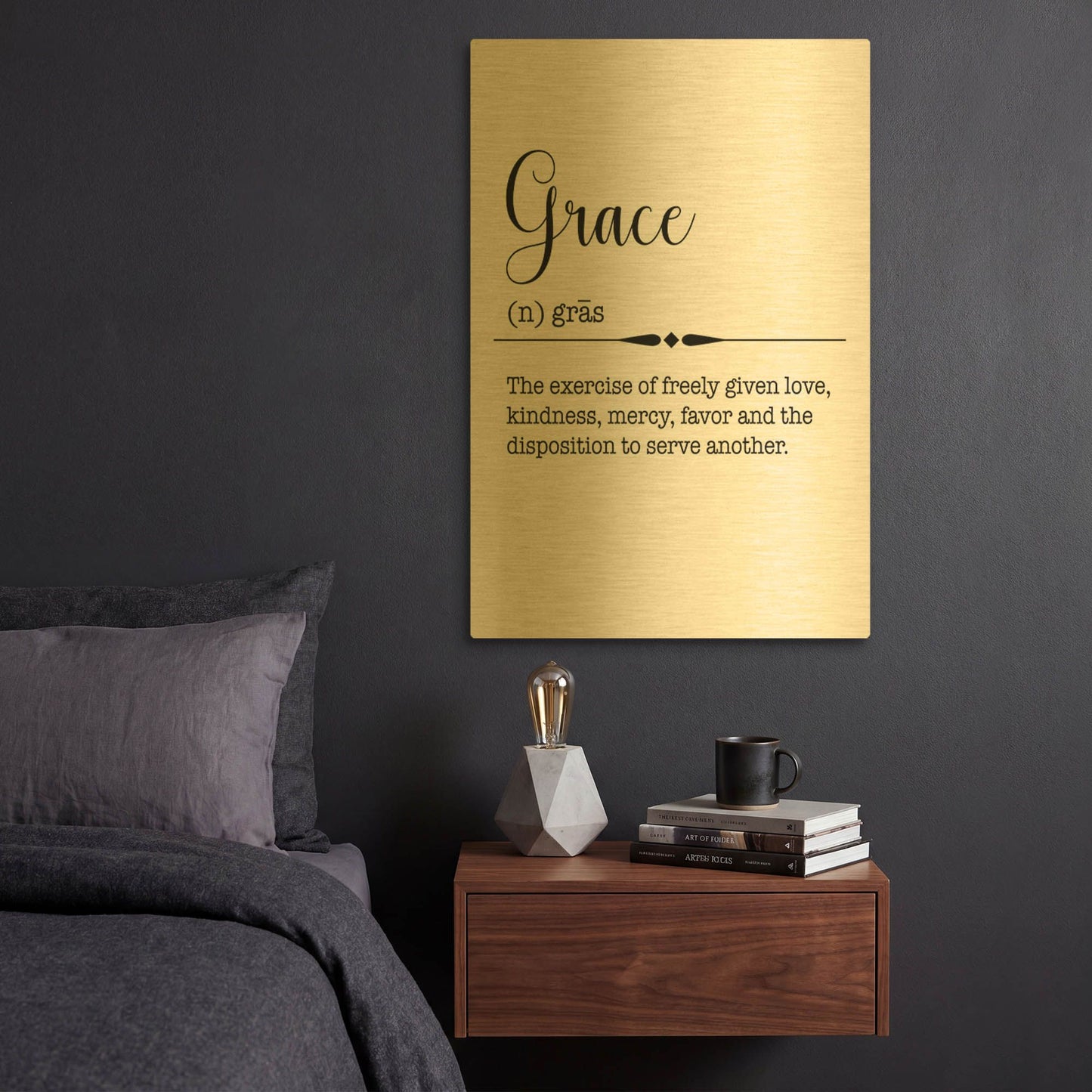 'Words Grace' By Jean Plout Gold Metal Wall Art
