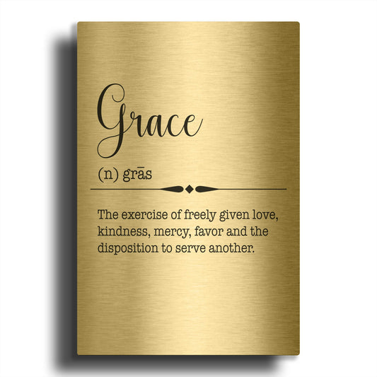 'Words Grace' By Jean Plout Gold Metal Wall Art