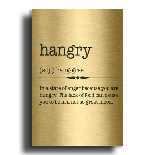 'Words Hangry' By Jean Plout Gold Metal Wall Art
