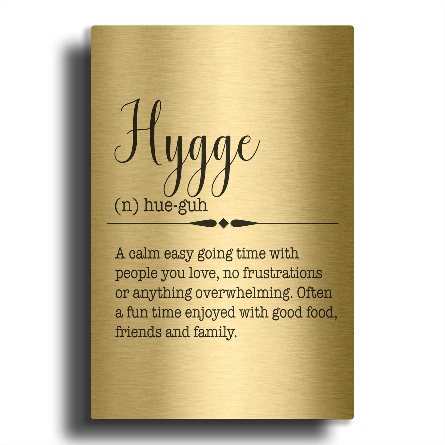'Words Hygge' By Jean Plout Gold Metal Wall Art