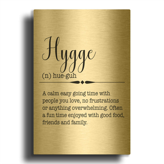 'Words Hygge' By Jean Plout Gold Metal Wall Art
