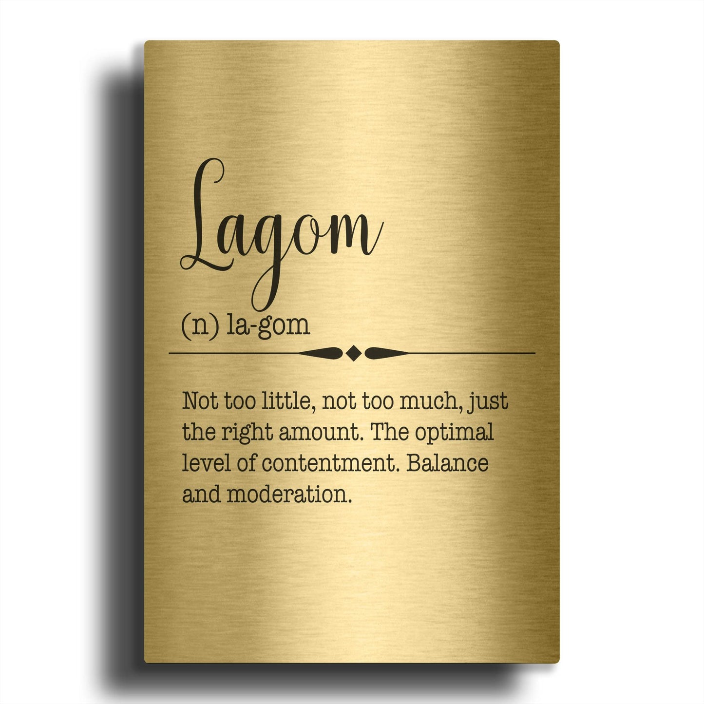 'Words Lagom' By Jean Plout Gold Metal Wall Art