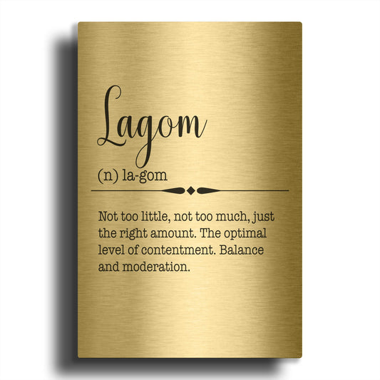 'Words Lagom' By Jean Plout Gold Metal Wall Art