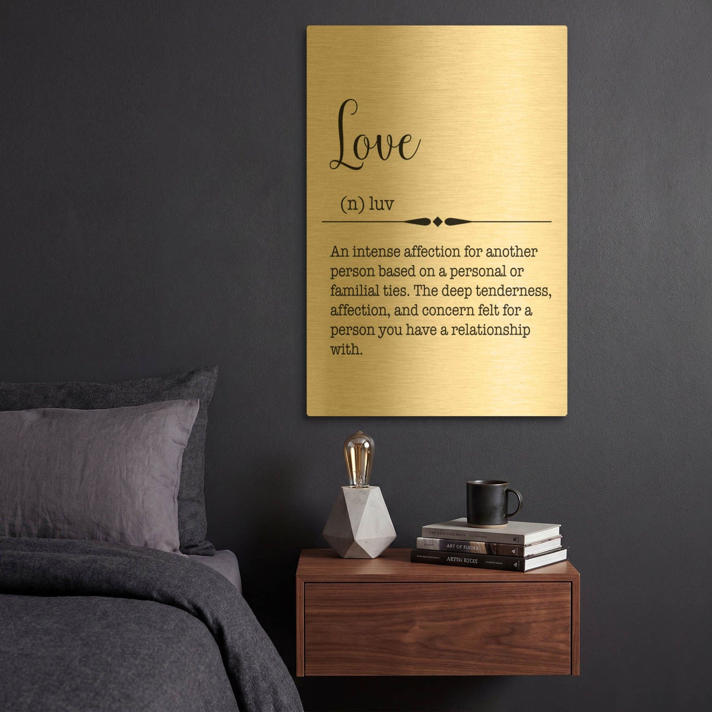 'Words Love' By Jean Plout Gold Metal Wall Art