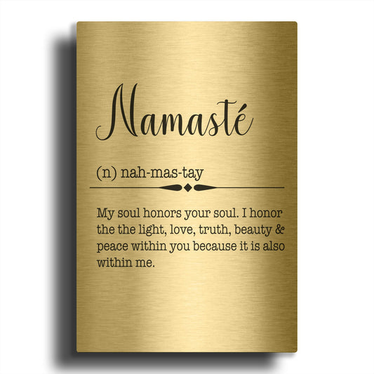 'Words Namaste' By Jean Plout Gold Metal Wall Art