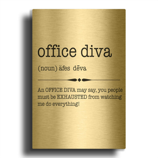 'Words Office Diva' By Jean Plout Gold Metal Wall Art