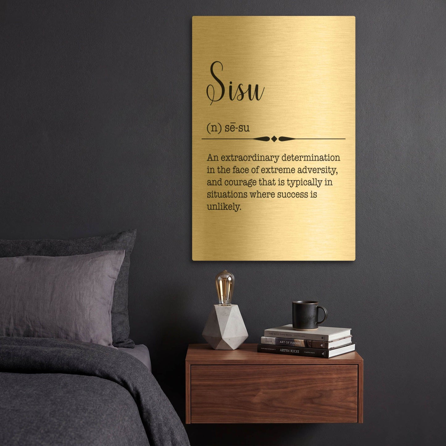 'Words Sisu' By Jean Plout Gold Metal Wall Art