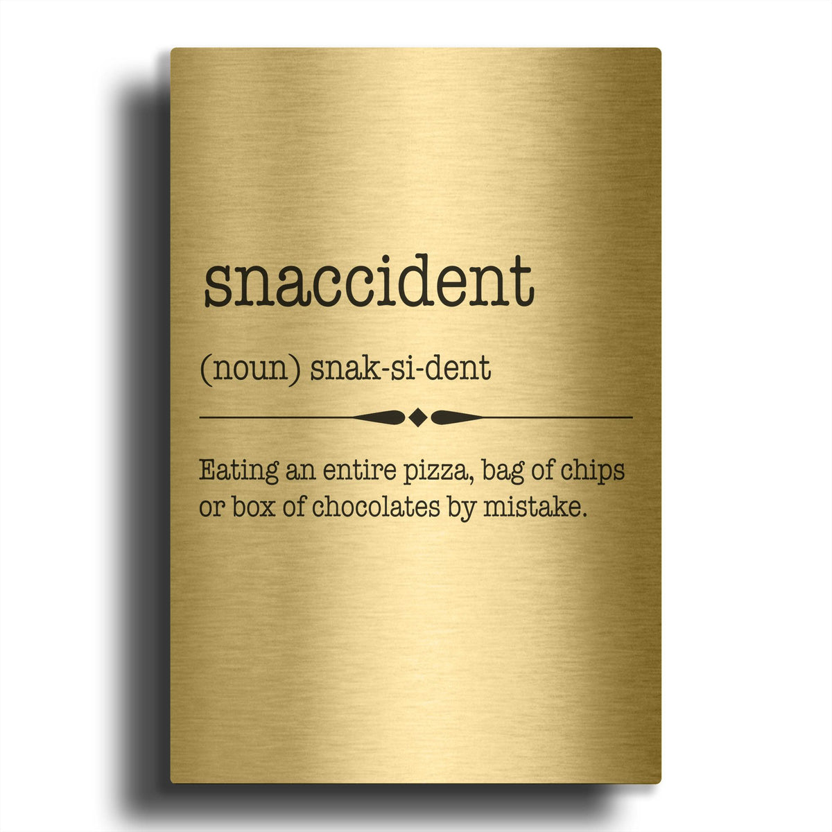 'Words Snaccident' By Jean Plout Gold Metal Wall Art