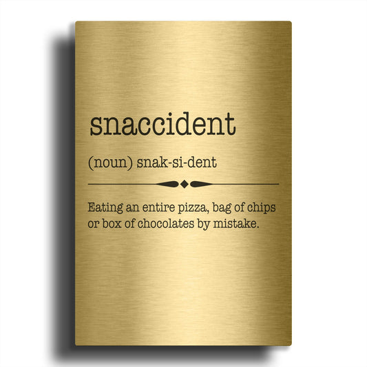 'Words Snaccident' By Jean Plout Gold Metal Wall Art