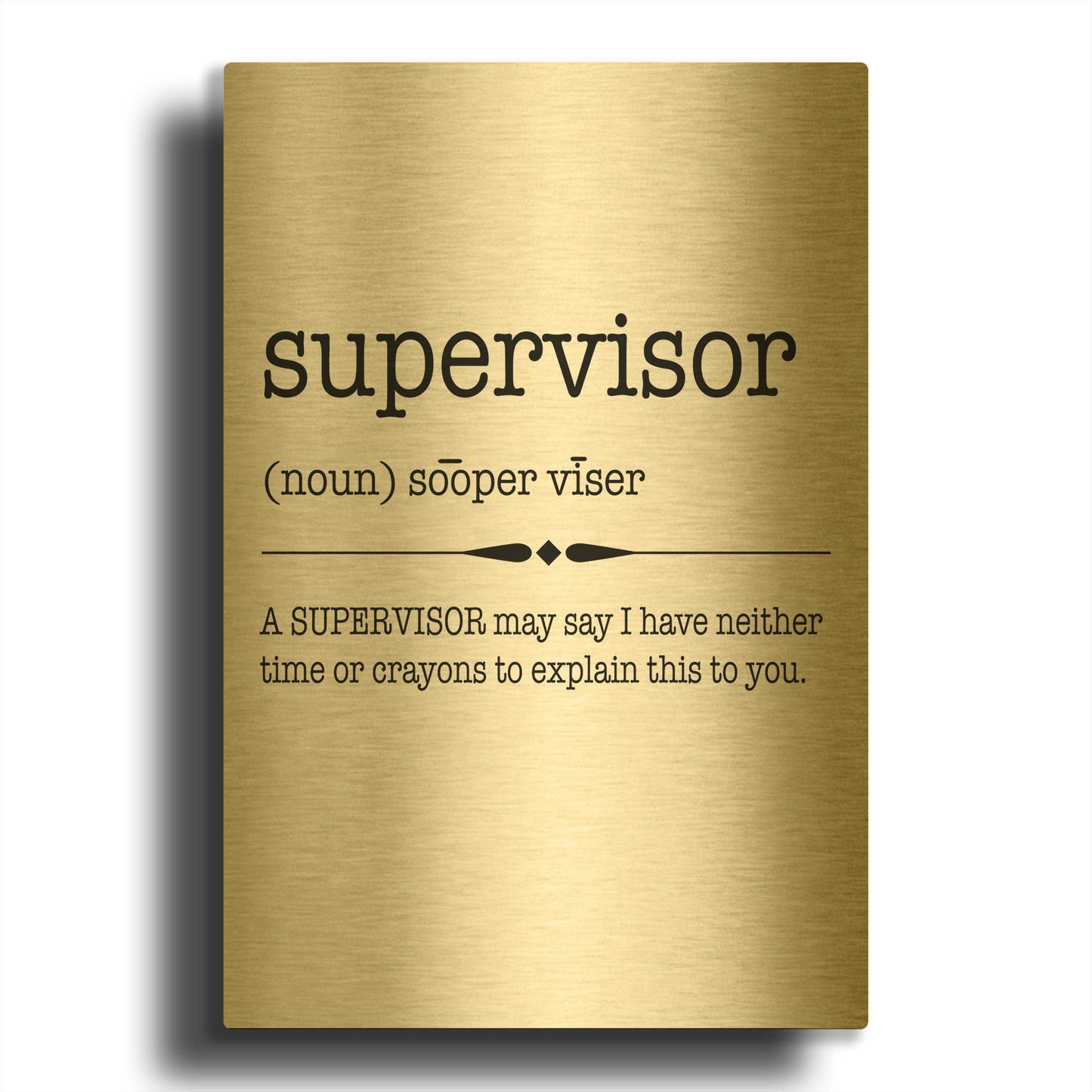 'Words Supervisor' By Jean Plout Gold Metal Wall Art