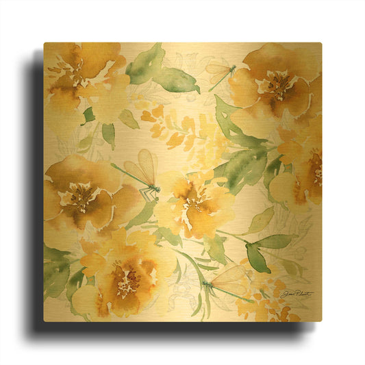 'Yellow Floral Bouquet A' By Jean Plout Gold Metal Wall Art