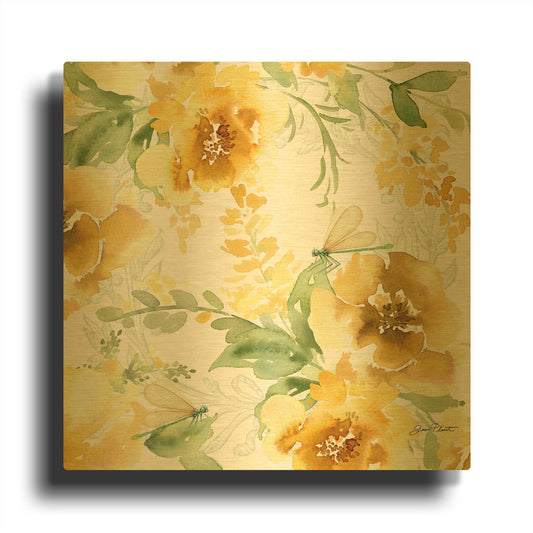 'Yellow Floral Bouquet B' By Jean Plout Gold Metal Wall Art