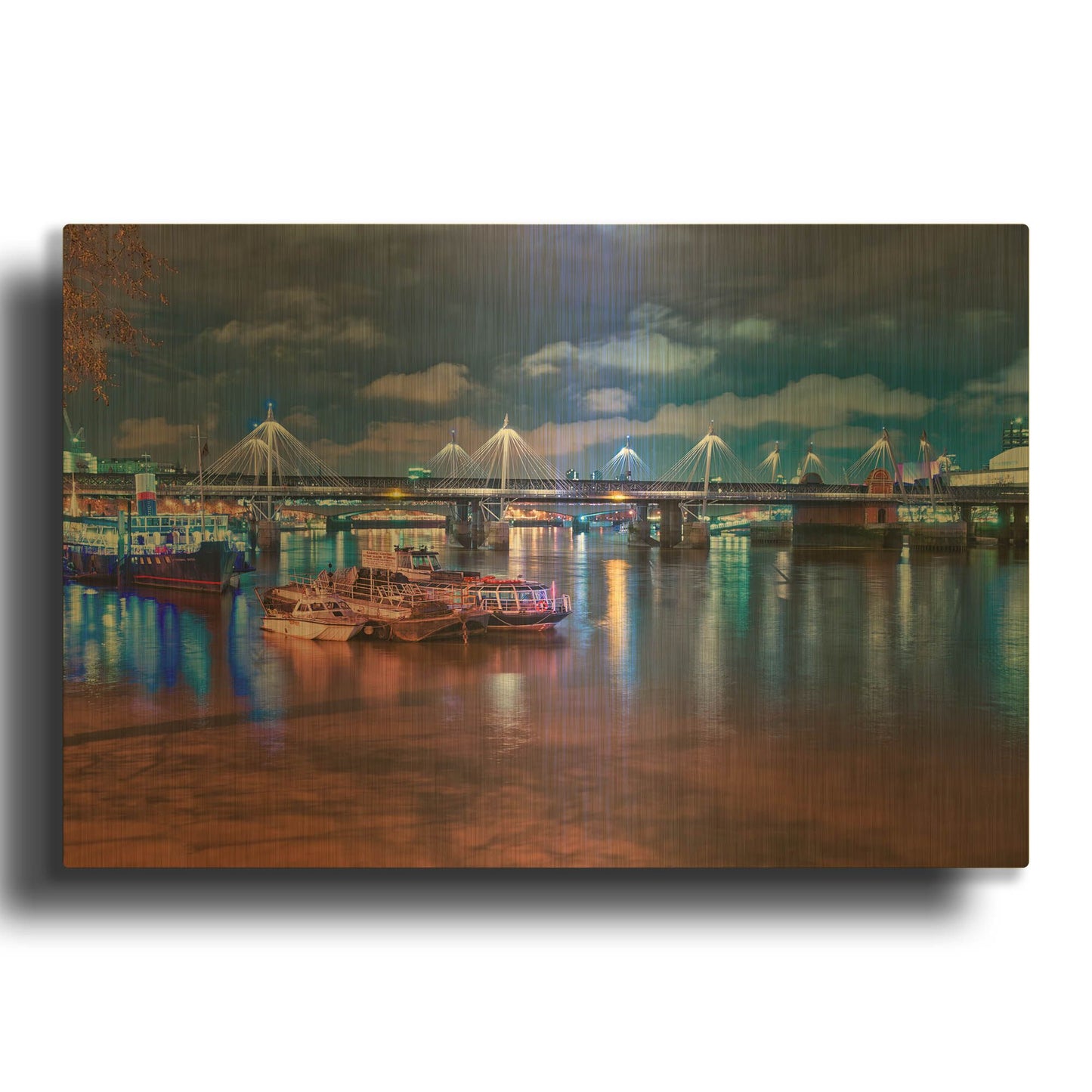 'Beautiful London Night Scene' By Mark A Paulda Gold Metal Wall Art