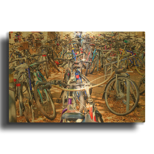 'Bicycle Parking' By Mark A Paulda Gold Metal Wall Art