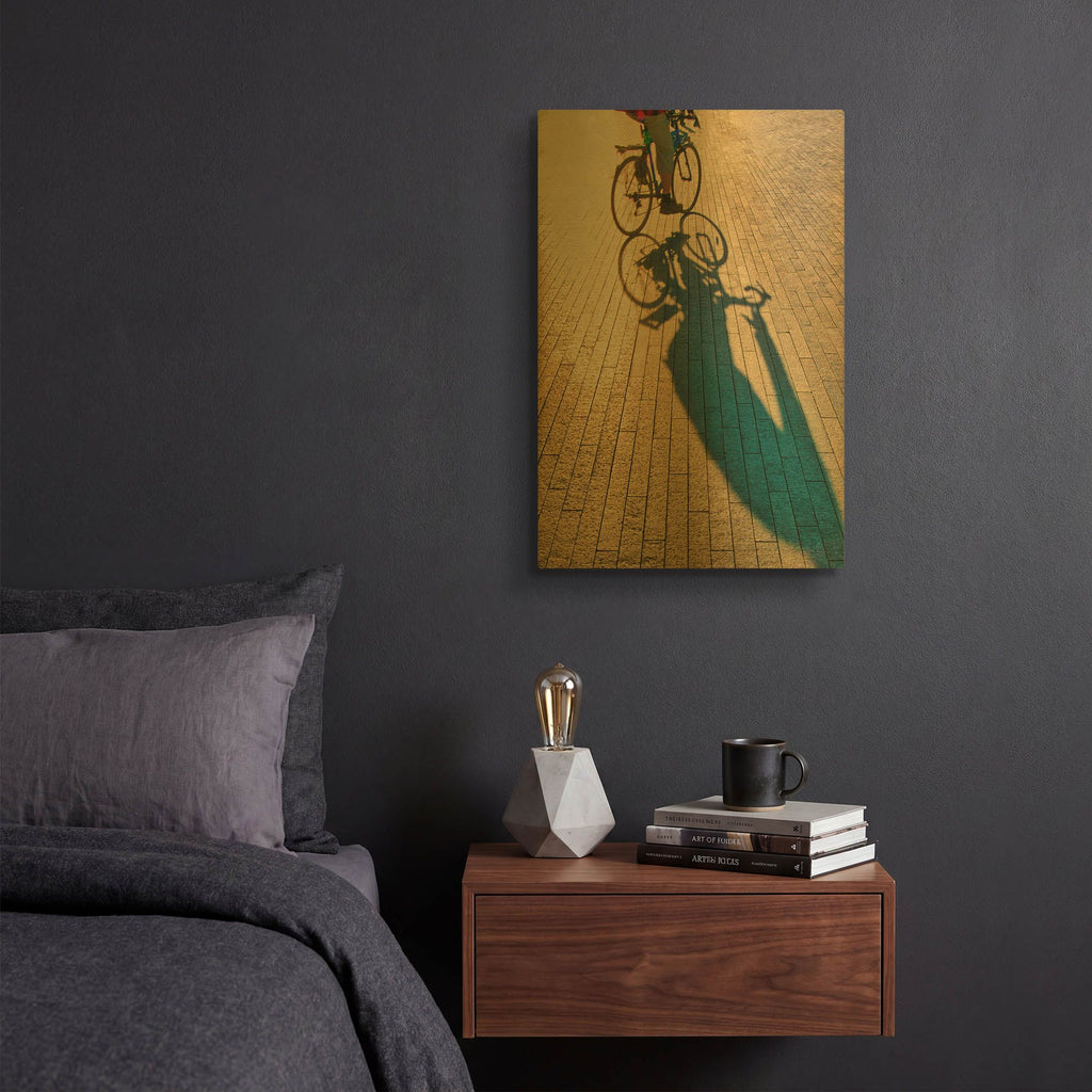 'Bicycle Shadows' By Mark A Paulda Gold Metal Wall Art