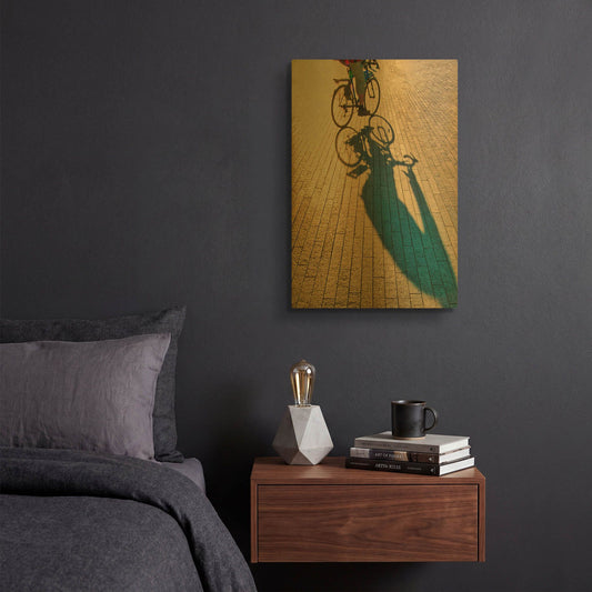 'Bicycle Shadows' By Mark A Paulda Gold Metal Wall Art