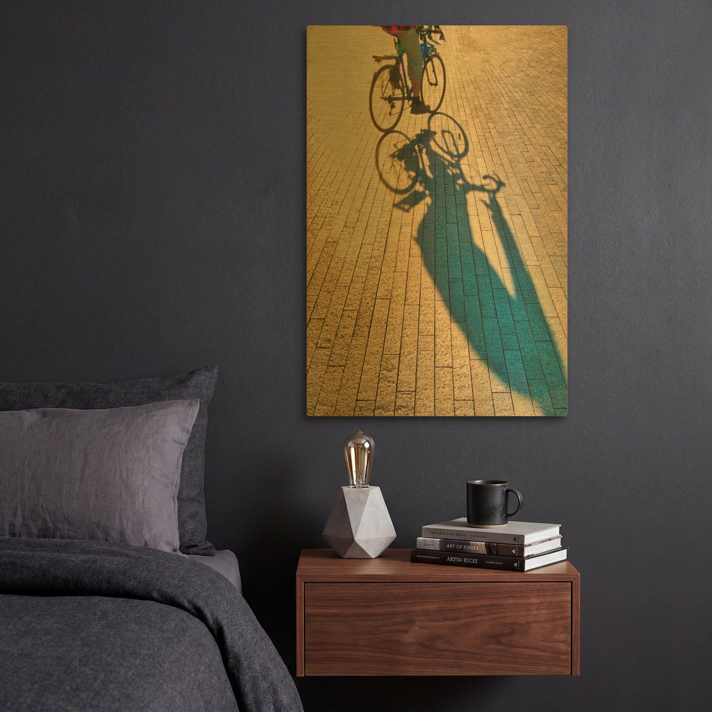 'Bicycle Shadows' By Mark A Paulda Gold Metal Wall Art