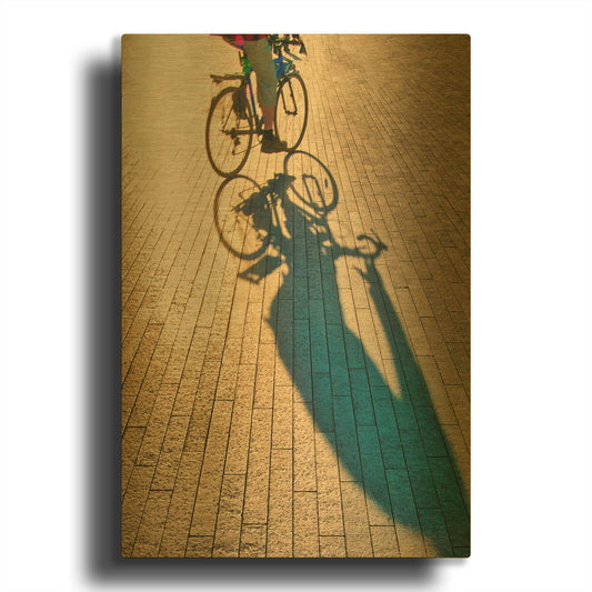 'Bicycle Shadows' By Mark A Paulda Gold Metal Wall Art