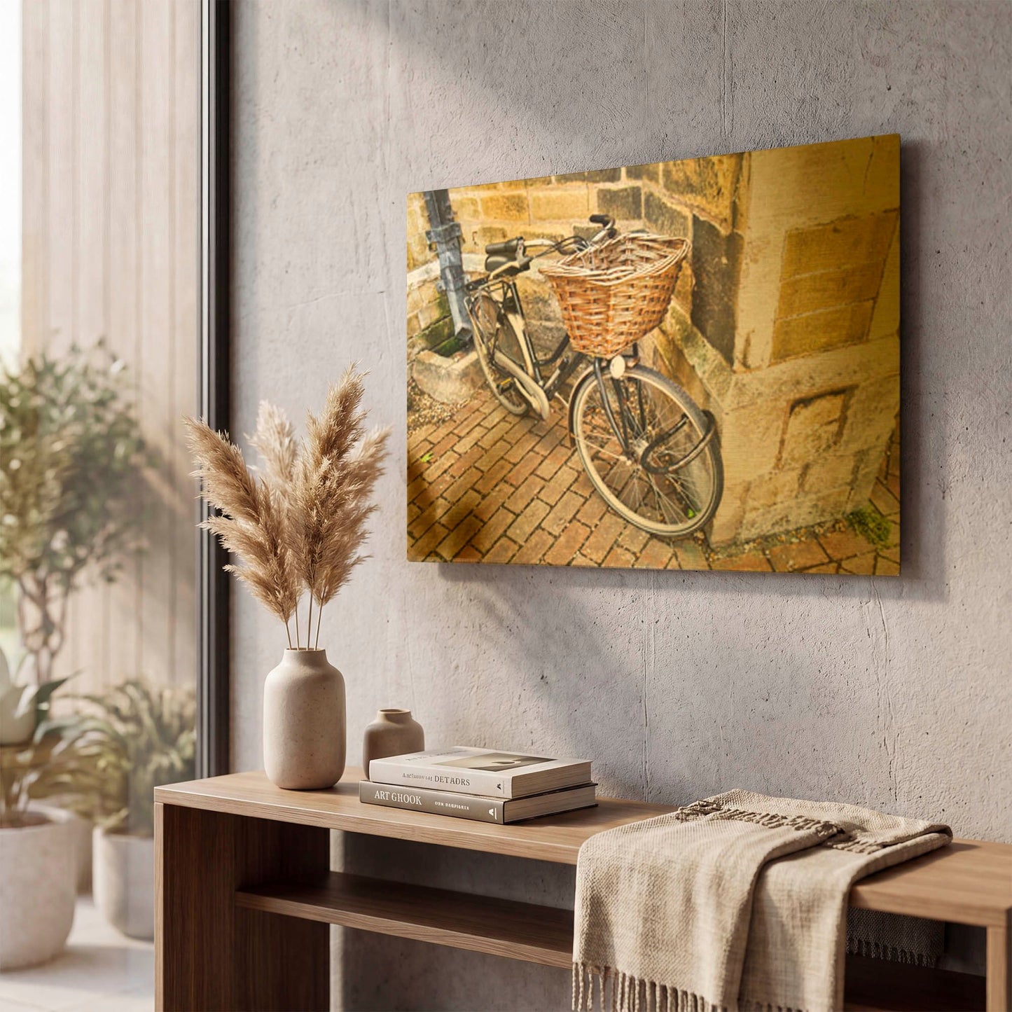 'Bicycle With Basket' By Mark A Paulda Gold Metal Wall Art