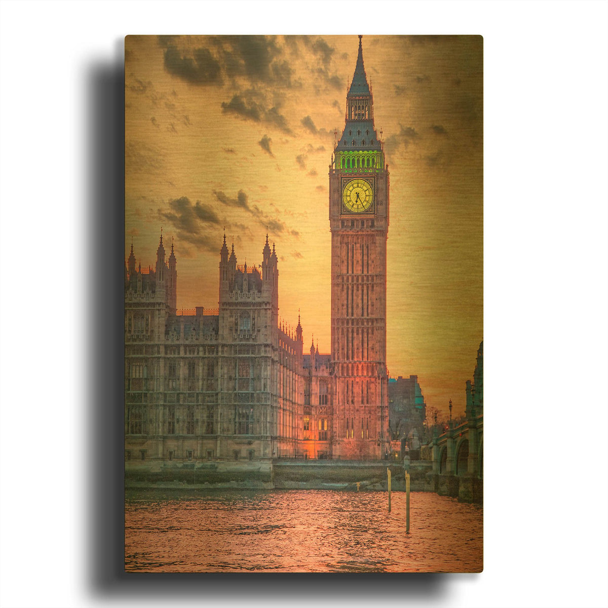 'Big Ben At Sunset III' By Mark A Paulda Gold Metal Wall Art