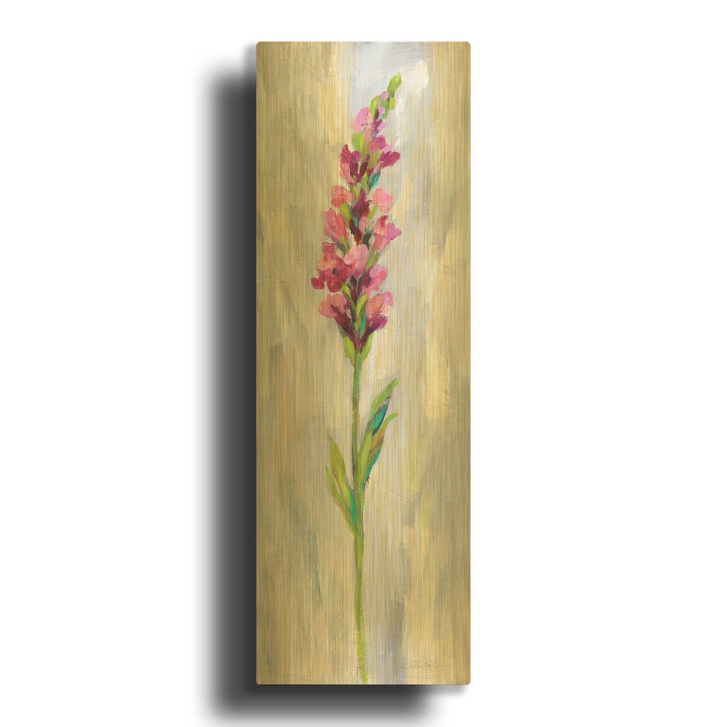 'Single Stem Flower IV' By Silvia Vassileva Gold Metal Wall Art