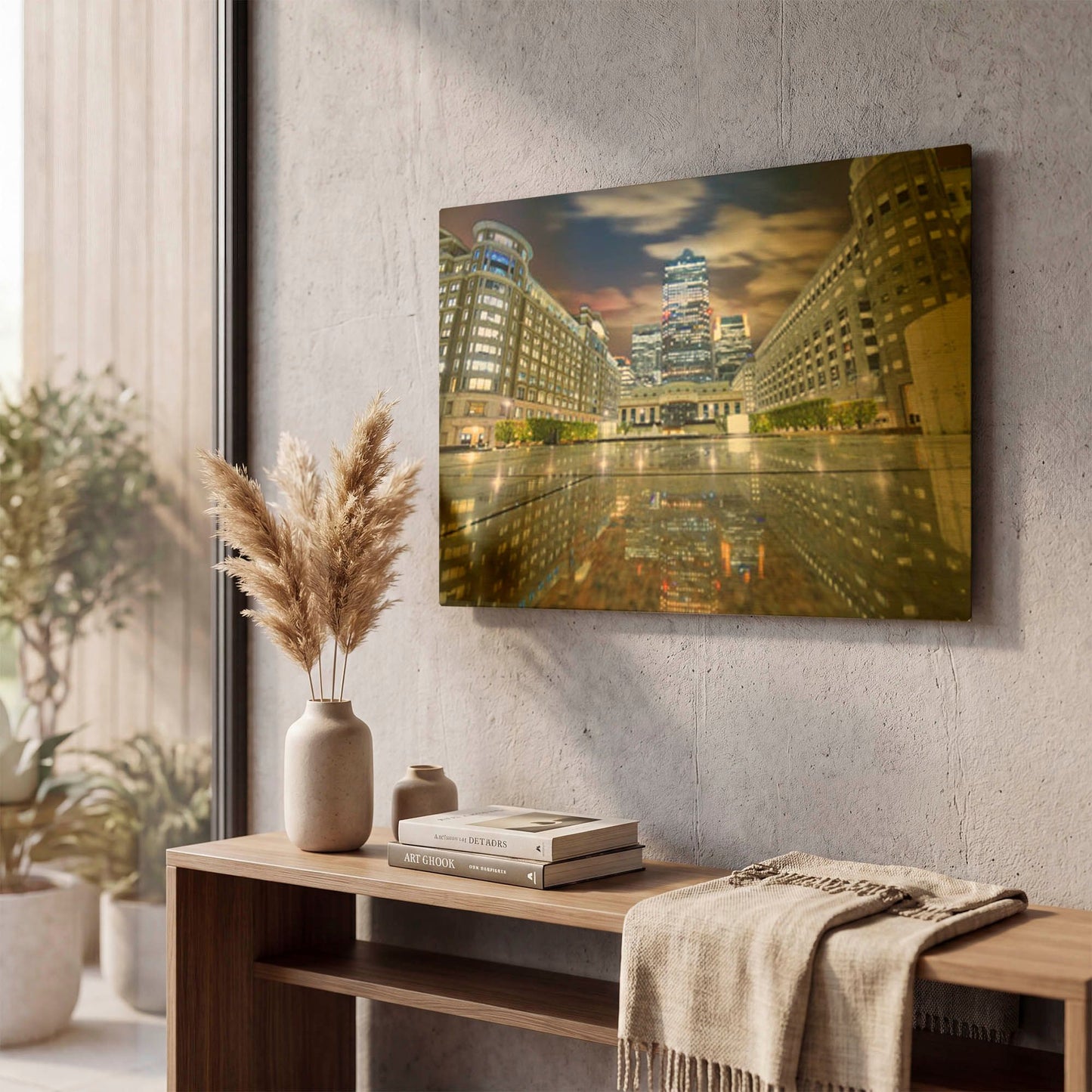 'Canary Wharf At Night I' By Mark A Paulda Gold Metal Wall Art