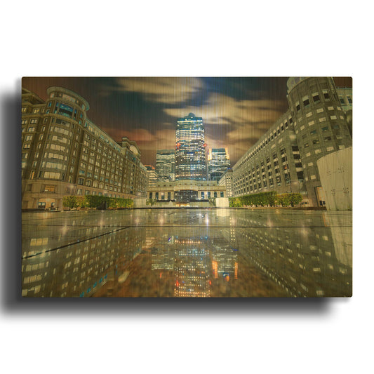 'Canary Wharf At Night I' By Mark A Paulda Gold Metal Wall Art