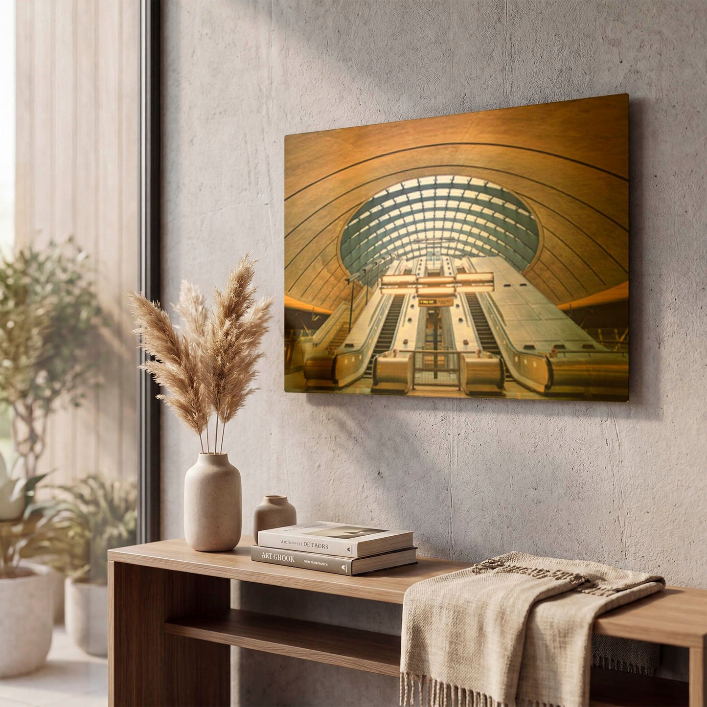 'Canary Wharf Futuristic Escalator' By Mark A Paulda Gold Metal Wall Art
