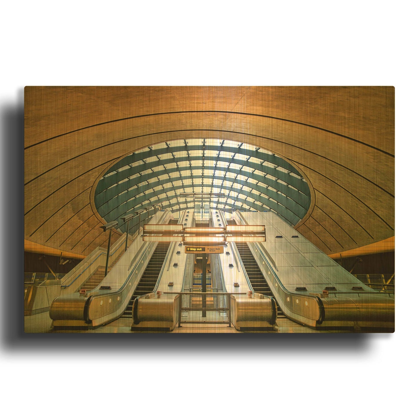 'Canary Wharf Futuristic Escalator' By Mark A Paulda Gold Metal Wall Art