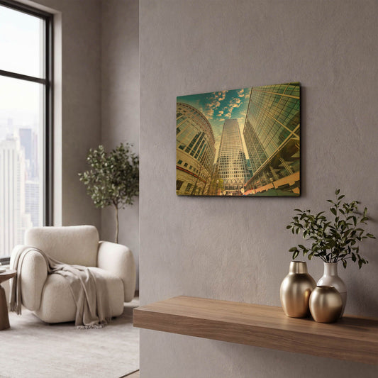 'Canary Wharf II' By Mark A Paulda Gold Metal Wall Art