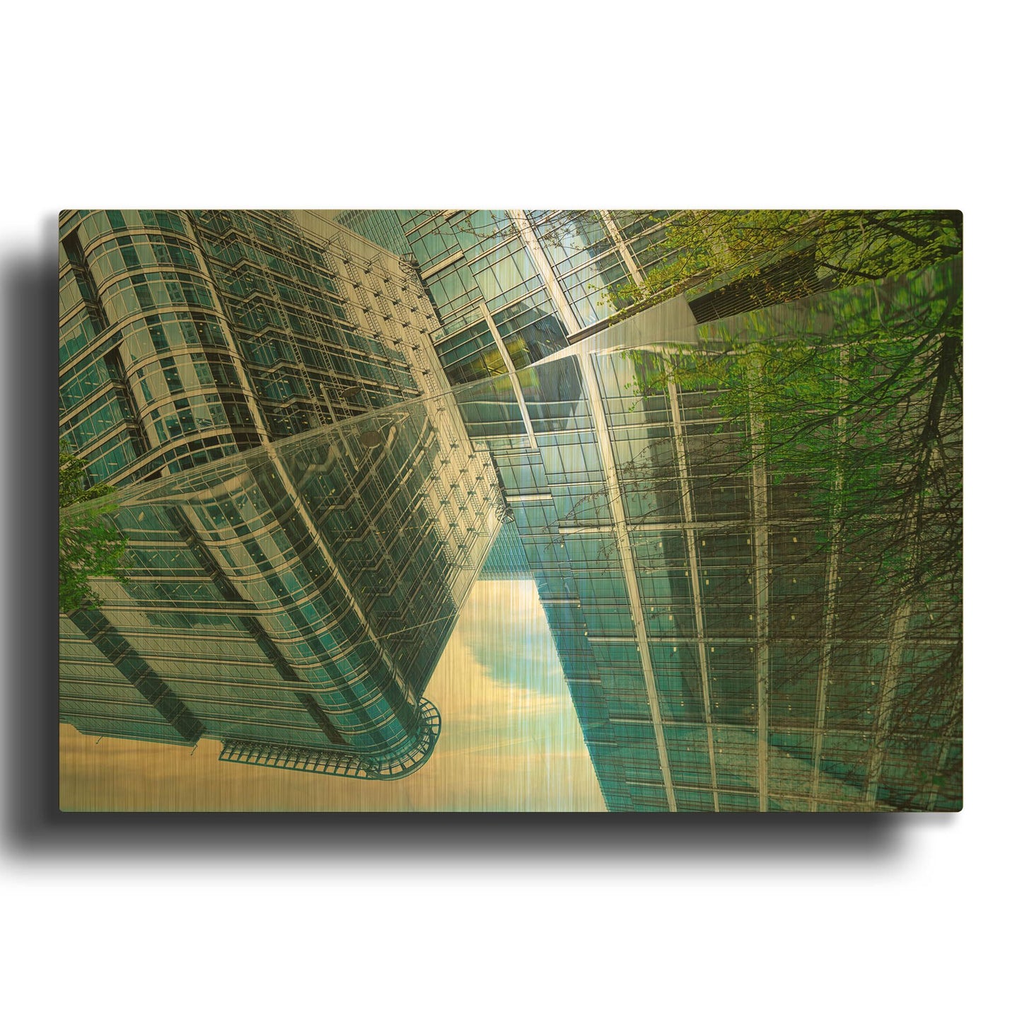 'Canary Wharf Reflections' By Mark A Paulda Gold Metal Wall Art