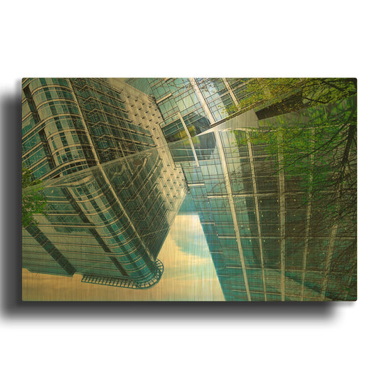 'Canary Wharf Reflections' By Mark A Paulda Gold Metal Wall Art
