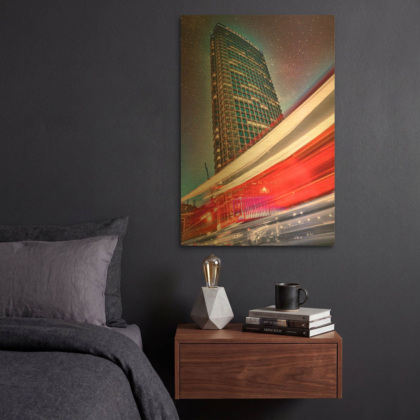 'Centre Point And Double Decker Bus' By Mark A Paulda Gold Metal Wall Art