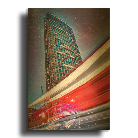 'Centre Point And Double Decker Bus' By Mark A Paulda Gold Metal Wall Art