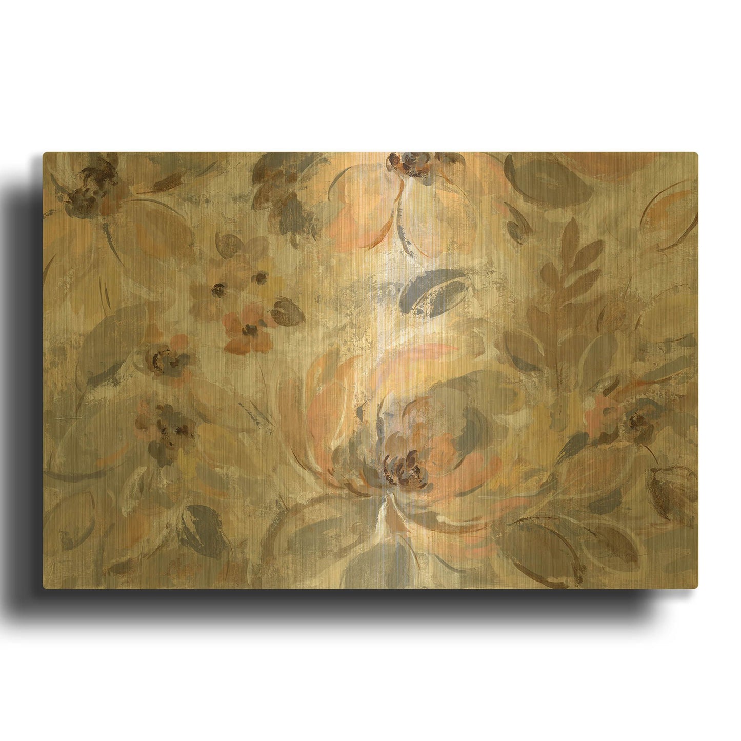 'Ivory Floral' By Silvia Vassileva Gold Metal Wall Art